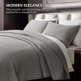 thumbnail image 4 of EVERGRACE Channel Stitch 100% Cotton Quilt Set King Size, Pre-Washed Cotton Sateen Coverlet Bedspread, 3-Piece Soft & Breathable Bedding Set with 2 Shams for All Seasons, Fog Gray, 4 of 8