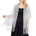 thumbnail image 2 of Walbest Elegant Bride Shawl Ultralight Solid Color Tassels Decor Evening Shawl for Women, 2 of 7