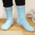 thumbnail image 6 of BambooMN Women's Girl Fuzzy Warm Fluffy Tie-Dye Colorful Fun Crew Socks - Cerulean - Extra Large - 4 Pairs, 6 of 6