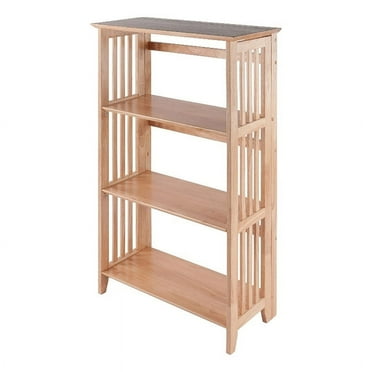 Bowery Hill 4-Tier Transitional Wood Folding Bookcase in Natural