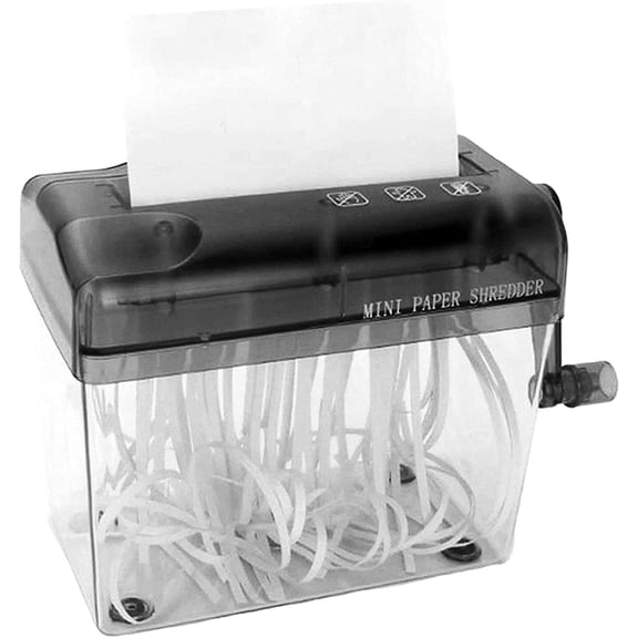 Portable A6 Manual Paper Shredder, Mini Hand Crank Strip Cut Document Shredder for Home & Office