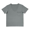 thumbnail image 6 of Yifymode Men's U Neck Short Sleeve Shirt, Tie Detail Pocket Design Casual Sports Style Top Gray XL, 6 of 6
