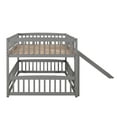 thumbnail image 2 of Harper & Bright Designs Full Over Full Bunk Bed with Slide, Low Wooden Full Size Bunk Bedframe with Fence and Ladder, Gray, 2 of 12