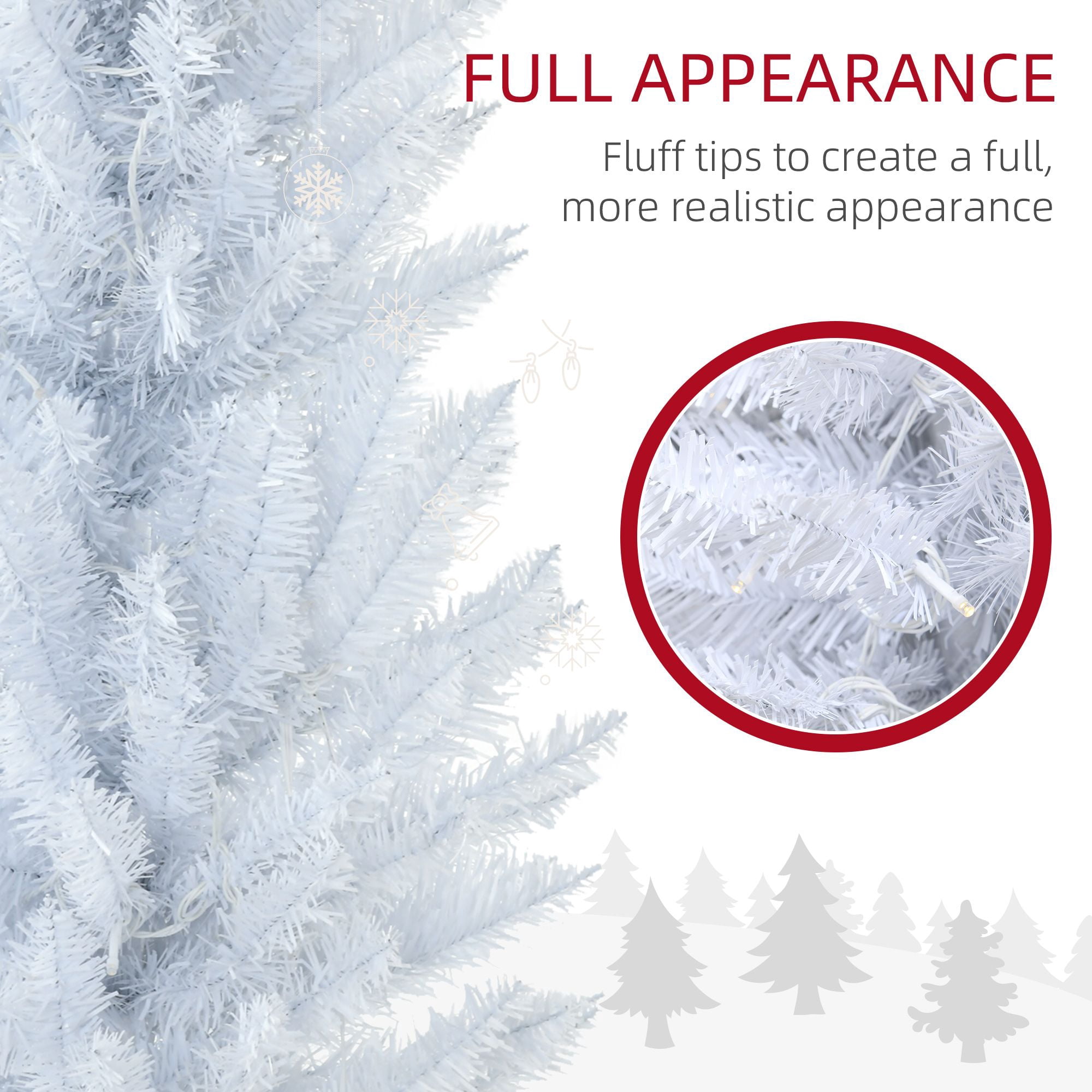 Pencil Christmas Tree, 5 ft Slim Artificial Tree with 110 Warm White LED Lights, 294 Tips, Indoor Holiday Decor for Small Spaces