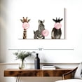 thumbnail image 3 of Elephant Stock Bubble Gum Safari Animals Wall Art - Horizontal Canvas Wall Art - Living Room Wall Decor - Animal Canvas - White And Pink Decor - 36" x 24", 3 of 8