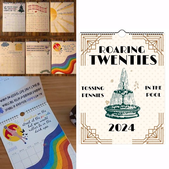 2024 Roaring Twenties Calendar, 12 Monthly Calendar Planner, Wall Calendar, Roaring Twenties Lyrics Calendar, 2024 Calendar,Fun calendar and humorous gifts for family and friends