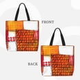thumbnail image 4 of Single Shoulder Bag Convenience Bag 19.6×15.7×5.9in Light And Weight-Free Main Pocket Large Portable And Single Shoulder Back Orangered Houndstooth Checkered Hand-Drawn Sketch_2, 4 of 7