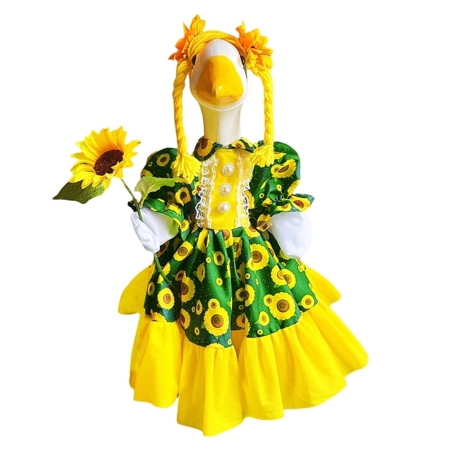 Traje de ganso girasol, ropa para cemento alto, ropa de plástico, ropa de porche, disfraz de jardín