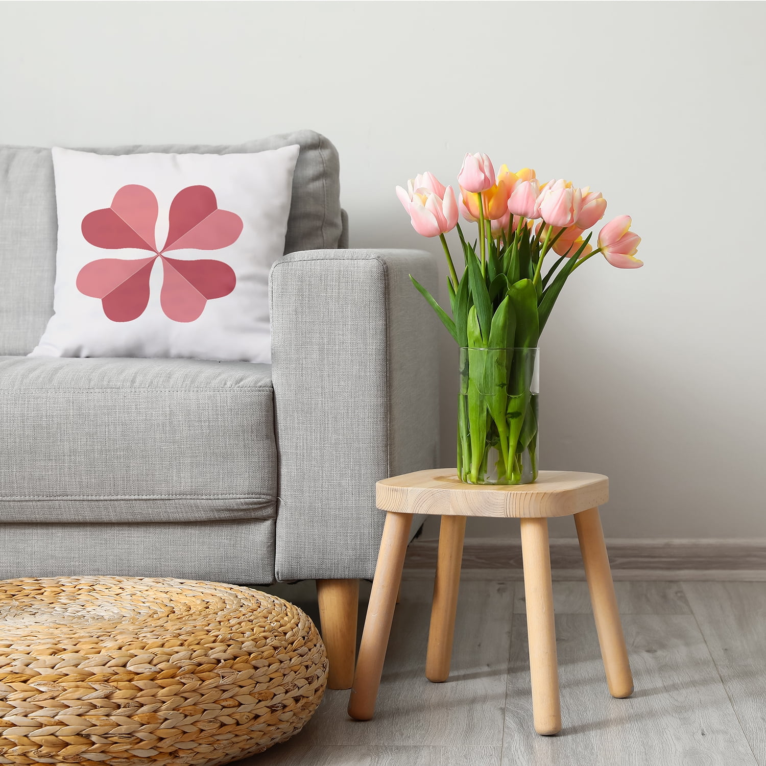 Simply Daisy 26 in x 26 in Modern/Contemporary Red/White Floral St. Patrick's Day Polyester Throw Pillow