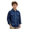 thumbnail image 6 of OGLCCG Boys Corduroy Shirts Kids Western Long Sleeve Botton Down Shirts Casual Fall Lapel Collared Shacket Jacket Size 4-14(Navy,12 Years), 6 of 6
