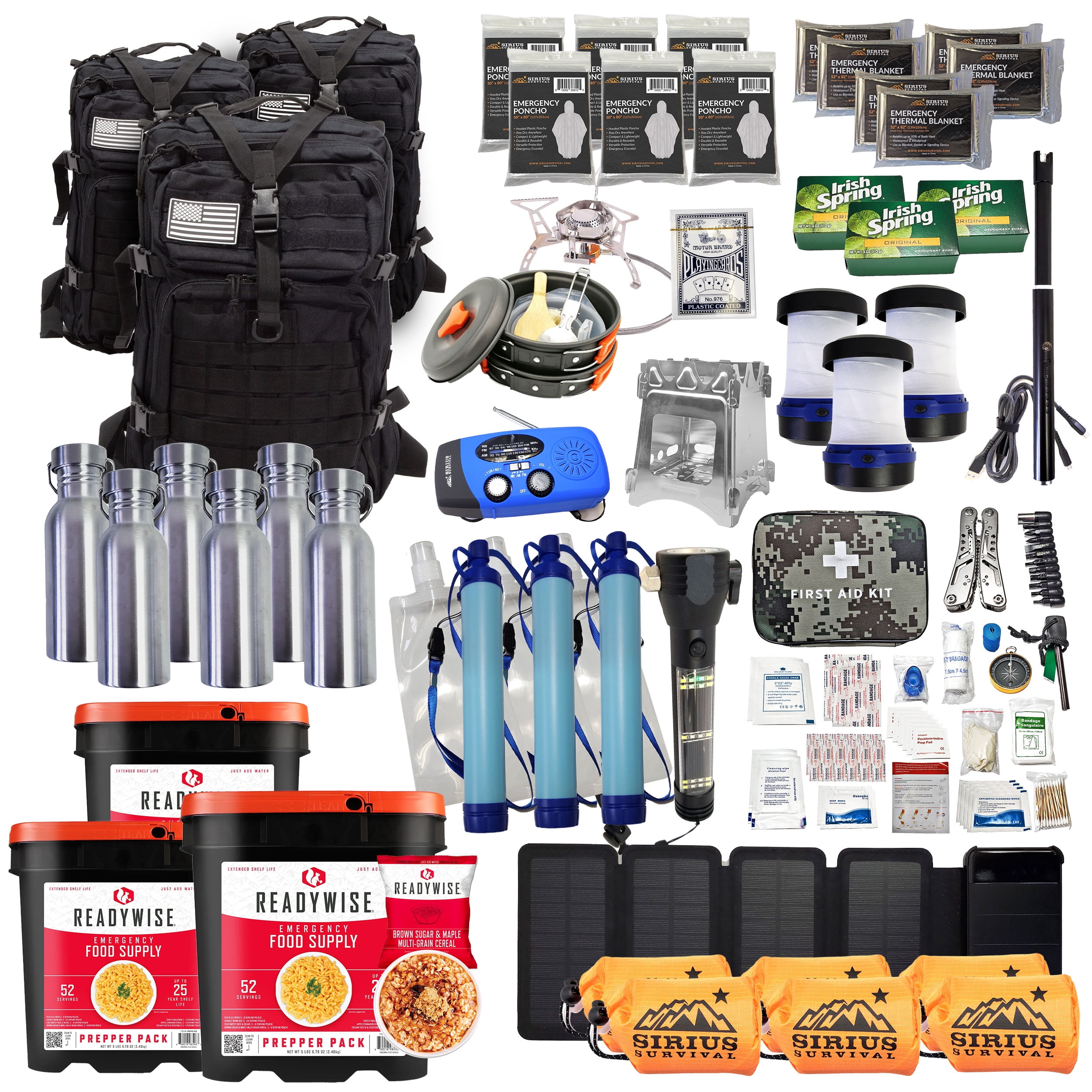 Family Comfort 72 Emergency Survival Kit/Backpack – 72 Hour for 6 People – Disaster Preparedness – Delicious ReadyWise Food, Gear, Lighting, First Aid, Tools & More - Black
