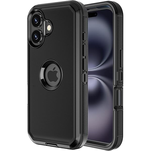 for iPhone 16 Plus Case Heavy Duty Strong Shockproof Port Protection Dustproof Screenless Dual Layer Tough Non Slip Protective Cover Rugged Phone Case for iPhone 16 Plus 6.7'' Men Women Black