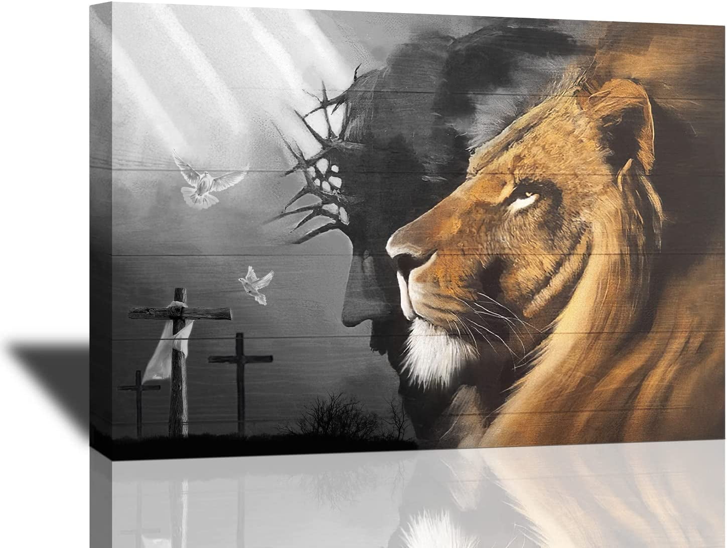 Jesus and Lion Canvas Wall Art Christian Gifts for men Jesus ...
