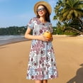 thumbnail image 4 of Naloa Abstract Floral Print Womens Summer A-Line Dress with Pockets,Short Sleeve Dresses,Flowy Beach Swing Dress for Vacation Travel, 4 of 6
