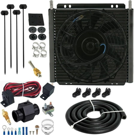 26 Row 6AN Transmission Oil Cooler Electric Fan Hose Temperature Switch Kit