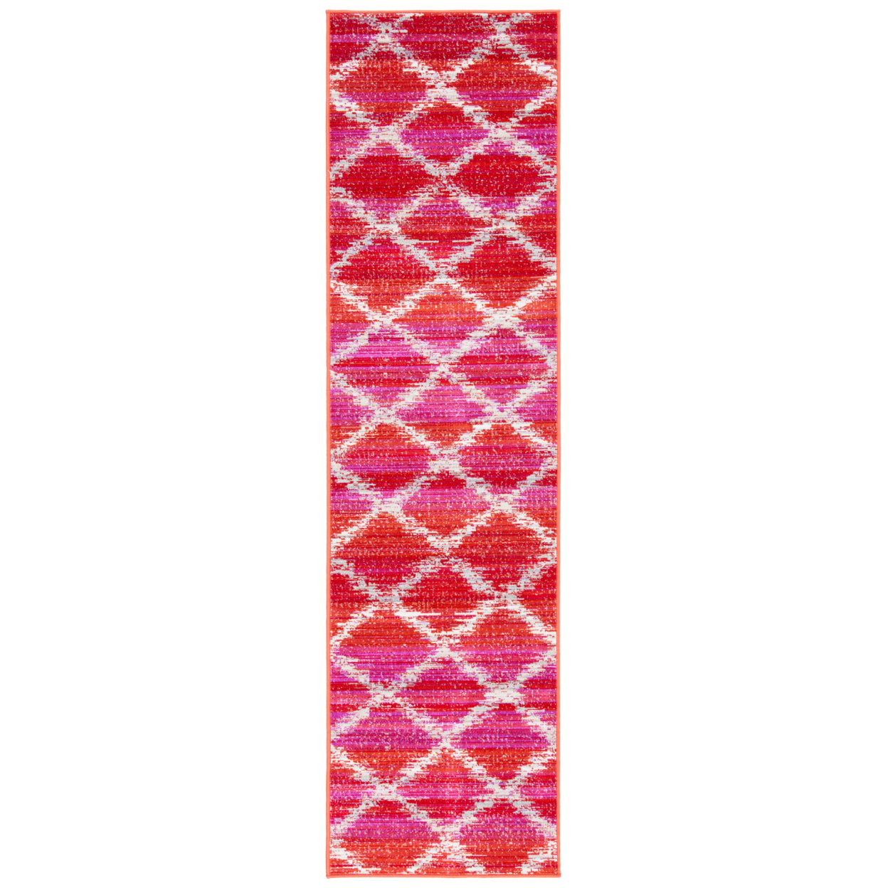 SAFAVIEH Montage Peyton Geometric Indoor/Outdoor Area Rug, Fuchsia/Ivory, 6'7" x 6'7" Square