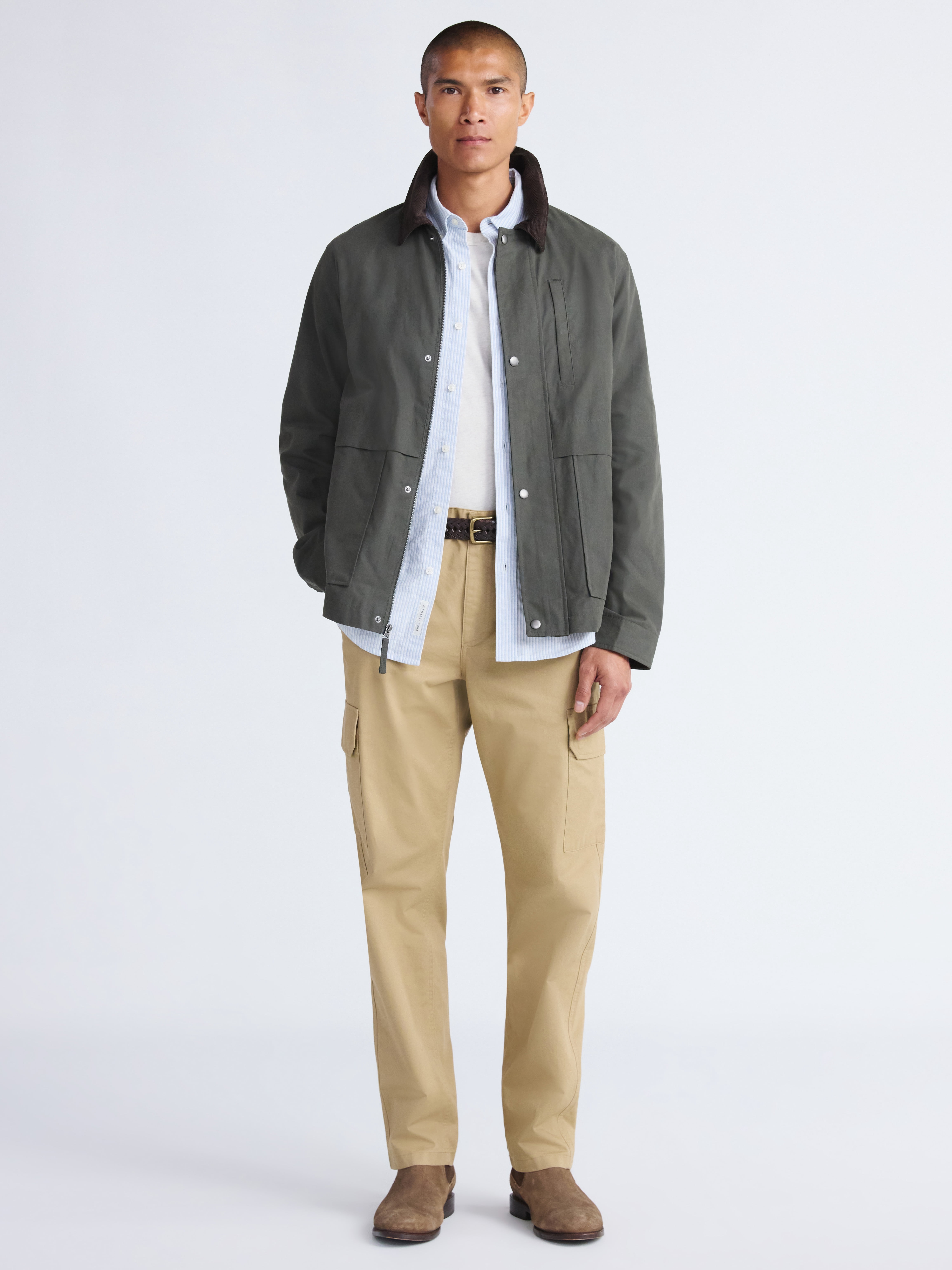 Free Assembly Men's Canvas Barn Jacket with Corduroy Collar, Sizes S-3XL