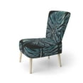 thumbnail image 3 of Designart "Blue and White Philodendron Leaf Artwork I" Green Philodendron Upholstered Accent Chair - Traditional Arm Chair For Bedroom, 3 of 5
