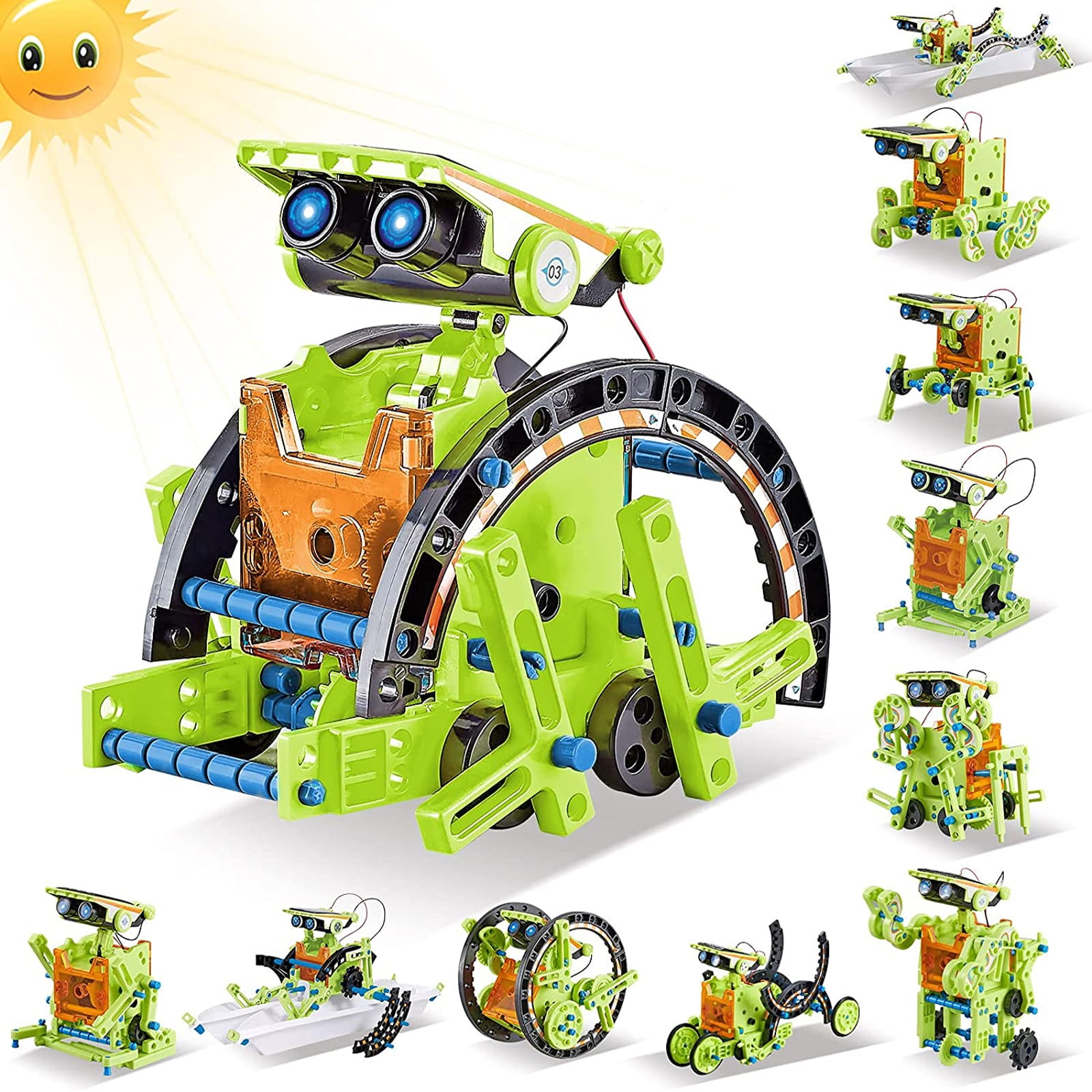 Sillbird STEM 12 in 1 Solar Robot Toys for Kids 190 Pieces Solar and Cell 