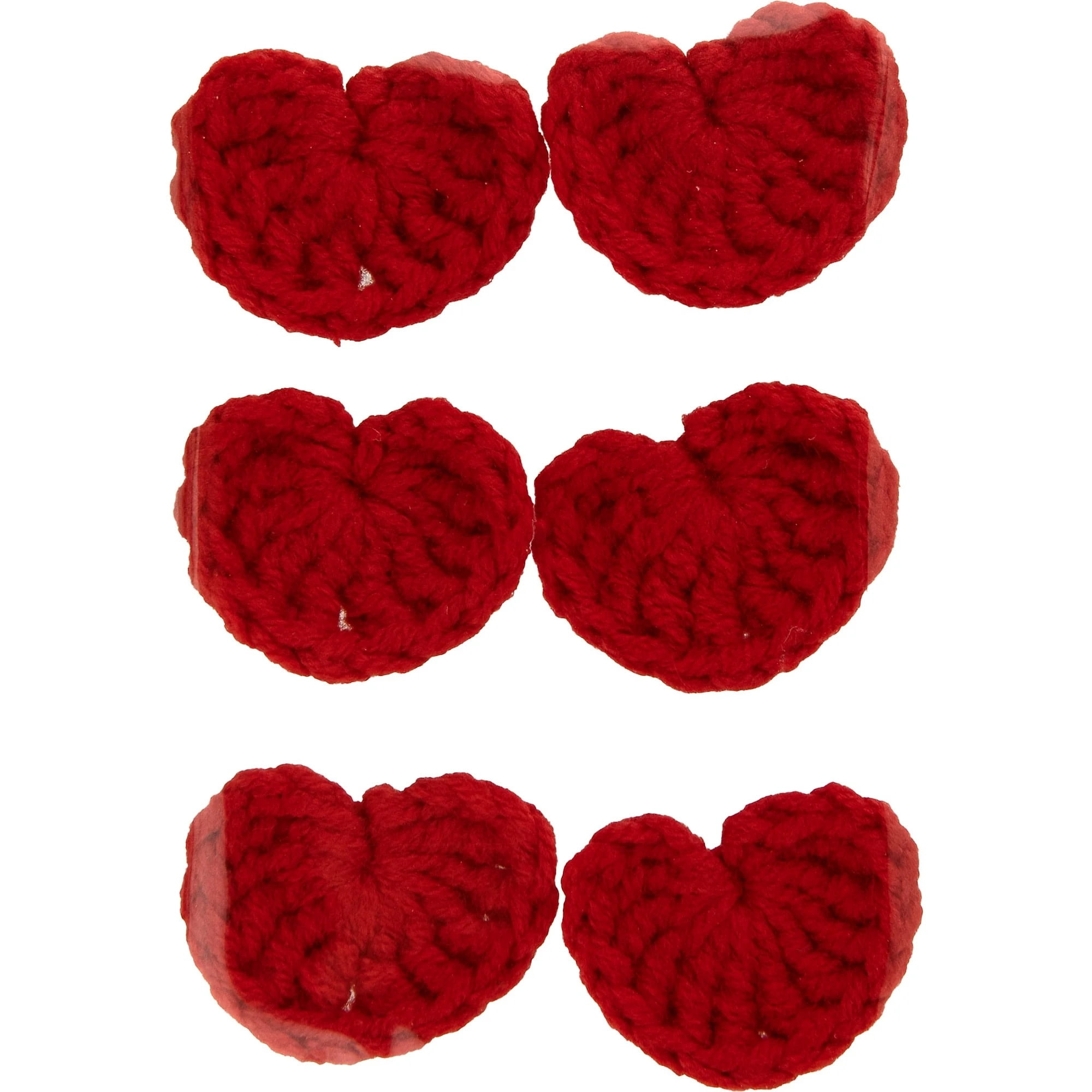 Hello Hobby Accessory Crochet Hearts, Red, 6 piece