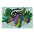 thumbnail image 2 of Sloth Cutting Board, Indolent Jungle Animal Spitting Rainbow Colors on Banana Leaves Backdrop Happy Mood, Decorative Tempered Glass Cutting and Serving Board, Large Size, Multicolor, by Ambesonne, 2 of 5