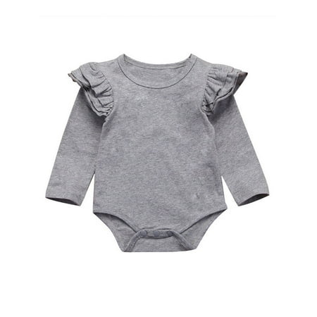 

DuAnyozu Toddler Baby Girl Ruffle Romper Bodysuit Jumpsuit Outfits Sunsuit