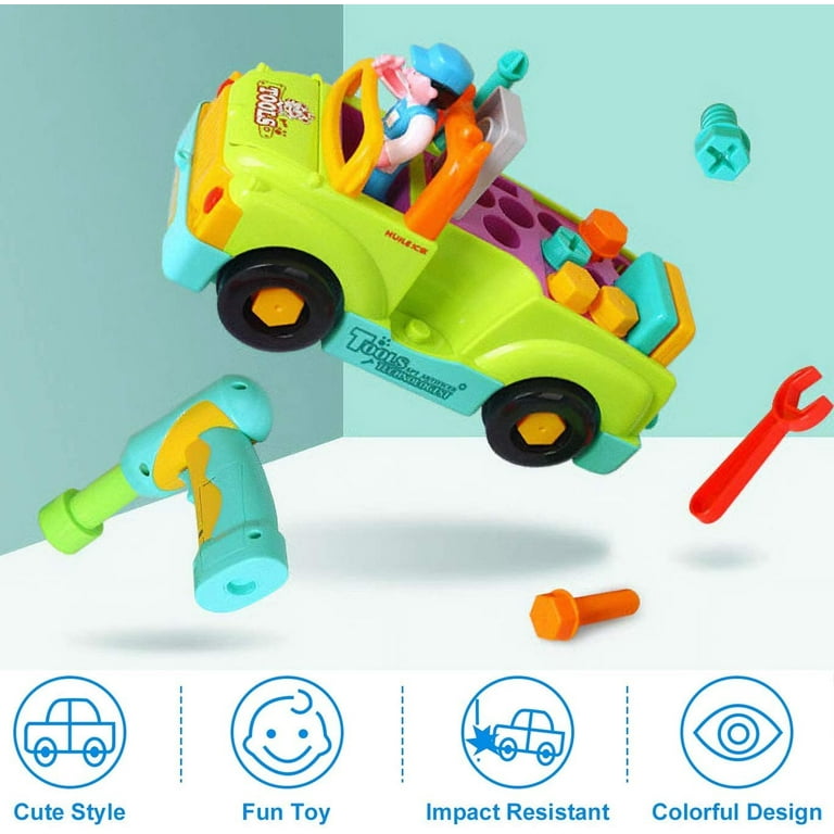 Liberty Imports Multifunctional Take Apart Toy Tool Truck With Electric Drill and Power Tools Lights and Music Bump and Go Action