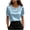 Light Blue, variant on Women's Summer Top, Casual Blouse Short Sleeve, Round Neck Solid Color Shirt with Pearl Detail, for Daily Work Home Leisure