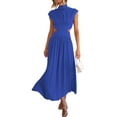 thumbnail image 1 of Innerwin Robe d'Été de Plage Col Montant Femmes Robes Longues Maxi Vacances Couleur Unie Décontractée Robe Débardeur Nouveau Bleu TG, 1 of 3