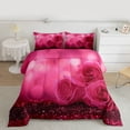 thumbnail image 2 of Homewish Teens Pink Floral Rose Bedding Comforter Set 2pcs,Bling Glitter Twin Comforter Sets Microfiber,Romantic Valentine's Day Breathable Bedding Set,Luxury Bedroom Decor, 2 of 8