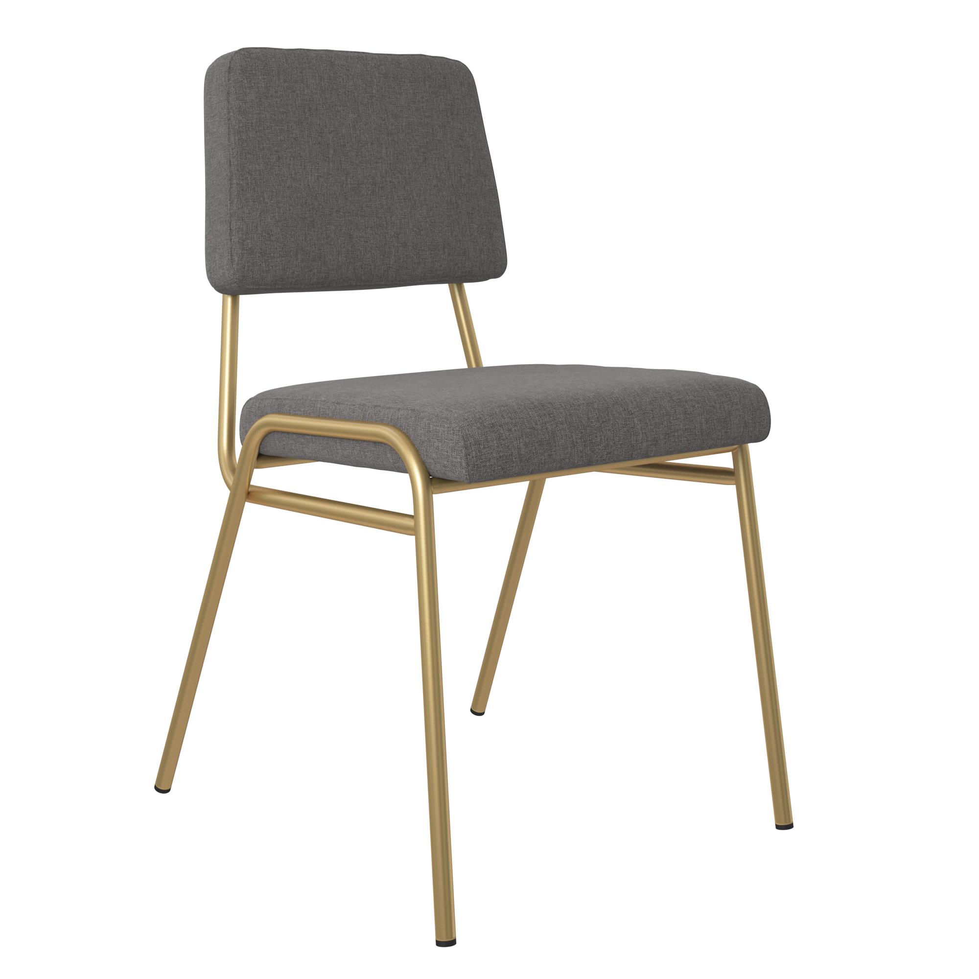 Novogratz Lex Upholstered Dining Chair, Gold Frame & Light Grey Linen Upholstery - image 5 of 14