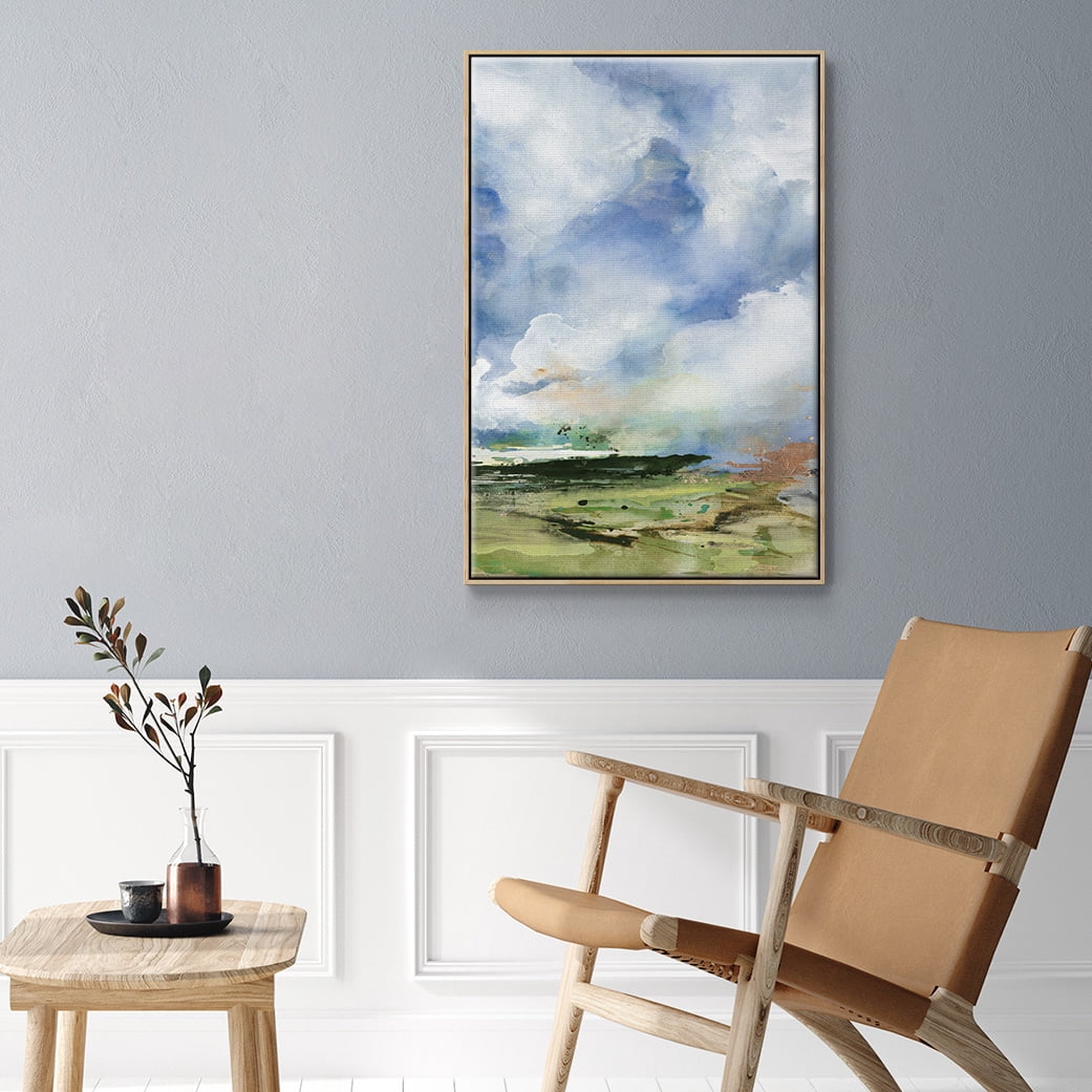 Spring Air II Framed Premium Gallery Wrapped Canvas - Ready to Hang - 27 x 41 - Natural Wood Floating Frame