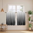 thumbnail image 3 of Black White Tier Curtains, Ombre Gradient Striped Minimalist Texture Light Filtering Kitchen Curtains, 2Pcs Rod Pocket Half Window Treatments Panels for Sink Cafe Cabinet Basement 27.5x45 Inches, 3 of 9