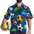 thumbnail image 4 of Football Men's Short Sleeve Hawaiian Shirt Button Down Poplin Beach Casual Printed Unisex Summer Tops, 4 of 6