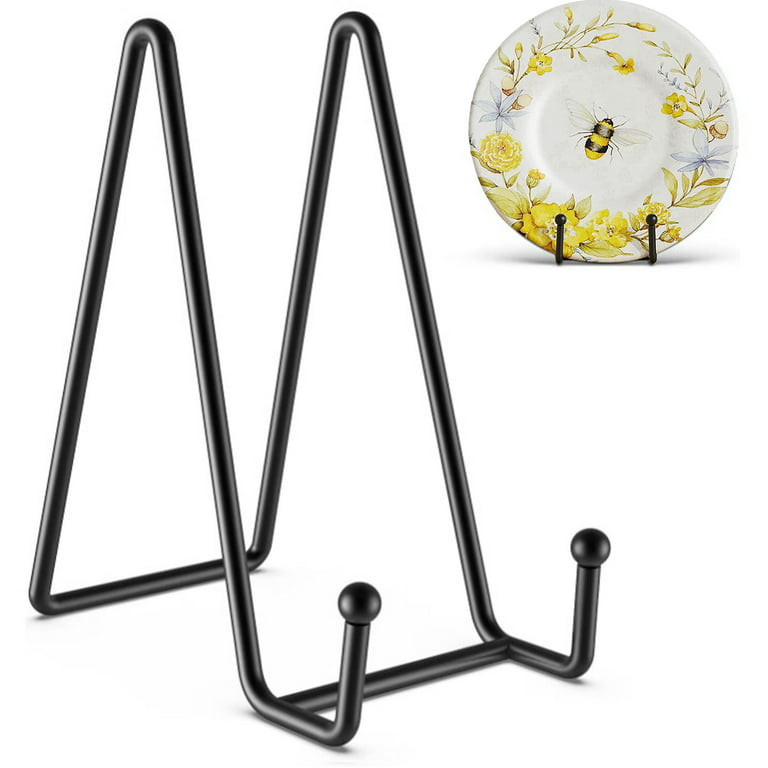 Mocoosy 4 Pack 8 Inch Improved Anti-Slip Plate Stands for Display, Plate  Holder Display Stand, Picture Frame Holder Stand, Black Iron Easel Stands  for