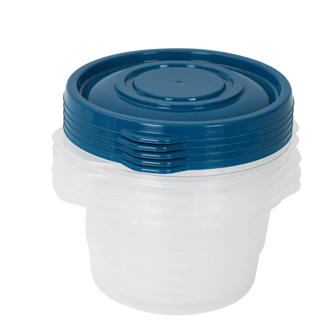 (2 pack) Mainstays Semi Durable Round 3.2cup Plastic Food Storage Container 5 Pack, Best Used for Small Leftover Storage and Lunch Transportaion