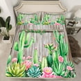 thumbnail image 2 of Castle Fairy Botanical Cactus Full Size Sheets 4-Piece for Female Men Adults,Chic Floral Blossoms Breathable Bed Sheets,Rustic Lodge Cabin Lightweight Sheet Sets,Breathable Home Decor, 2 of 7