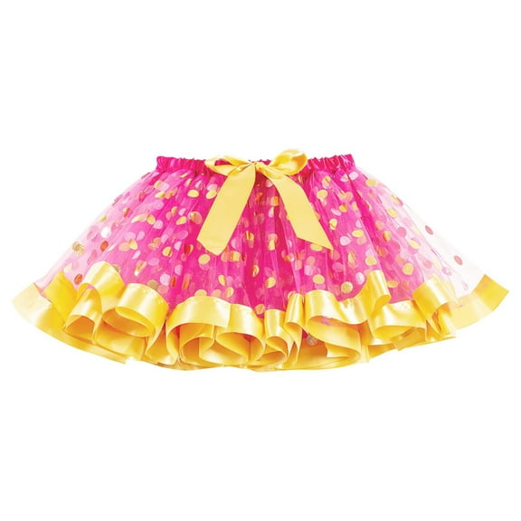 Efsteb Kids Christmas Tulle Tutu Skirt Layered Polka Dots Tutus Festival Outfit Tutu Xmas Costume for Toddler Girls (Hot Pink,7 Years)