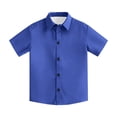 thumbnail image 5 of Toddler Boys Summer Clothes Short Sleeve Button Down Dress Shirts Kids Collar Plain School, 5 of 8