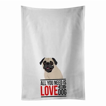 Carolines Treasures WDK3757WTKT 28 x 19 in. Unisex Pug Fawn No.2 White Dish Towels Kitchen Towel - Set of 2