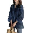 thumbnail image 2 of LilyLLL Plus Size S-5XL Womens Plaid Check Print Long Sleeve Drawstring Xmas Blouse Tops, 2 of 4