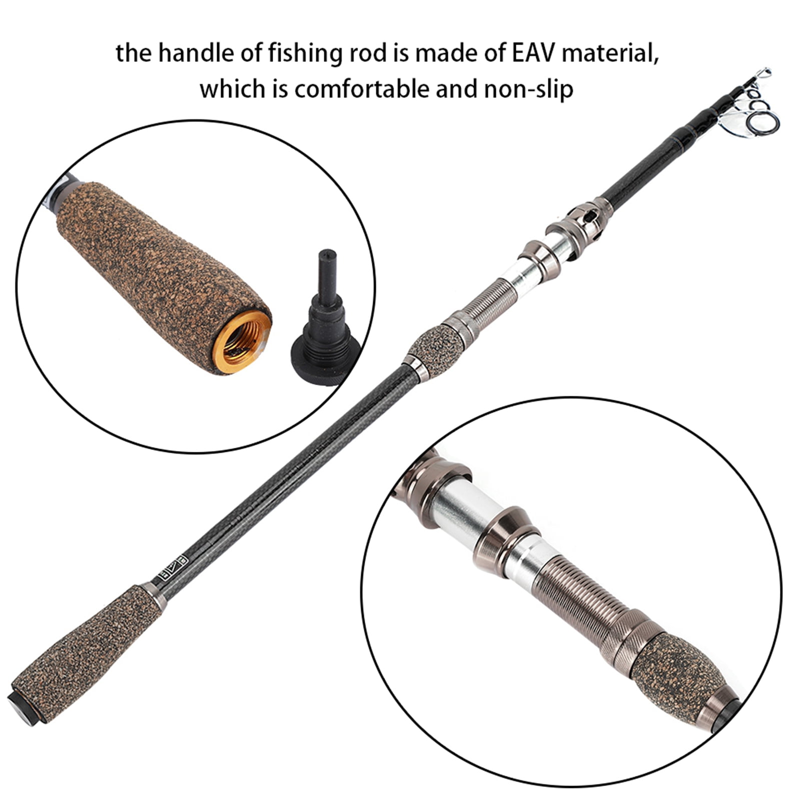 NFTIGB Sea Fishing Rod Short Section Carbon Fiber Stretchable Telescopic Fishing Pole Lure Accessories 1.8m / 5.9ft for Freshwater and Saltwater Angling Lightweight Portable Travel Gear
