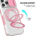 thumbnail image 3 of for iPhone 16 Pro Case with Camera Sliding Cover, [Compatible with MagSafe] with Magnetic Ring Kickstand, Military Grade Heavy Duty Protection Phone Case for iPhone 16 Pro, Pink + White, 3 of 10