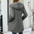 thumbnail image 5 of Zeijnsda Womens Zip Up Coats Women's Fashion Hooded Long Jackets Water Resistant Windproof Outdoor Jackets Solid-Color Mid‑Length Loose Outerwear, 5 of 9