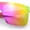 Pink - Pink Mirror, variant on Polarized Rimless Skeleton Arm Shield Horn Rim Flat Top Plastic Sunglasses Black - Blue Mirror
