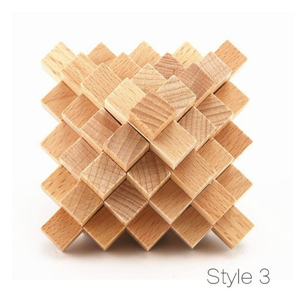 Juego de rompecabezas design kong ming lock iq, candado de madera, 3D cresta, enseñanza intelectual para adultos y niños Fivean unisex