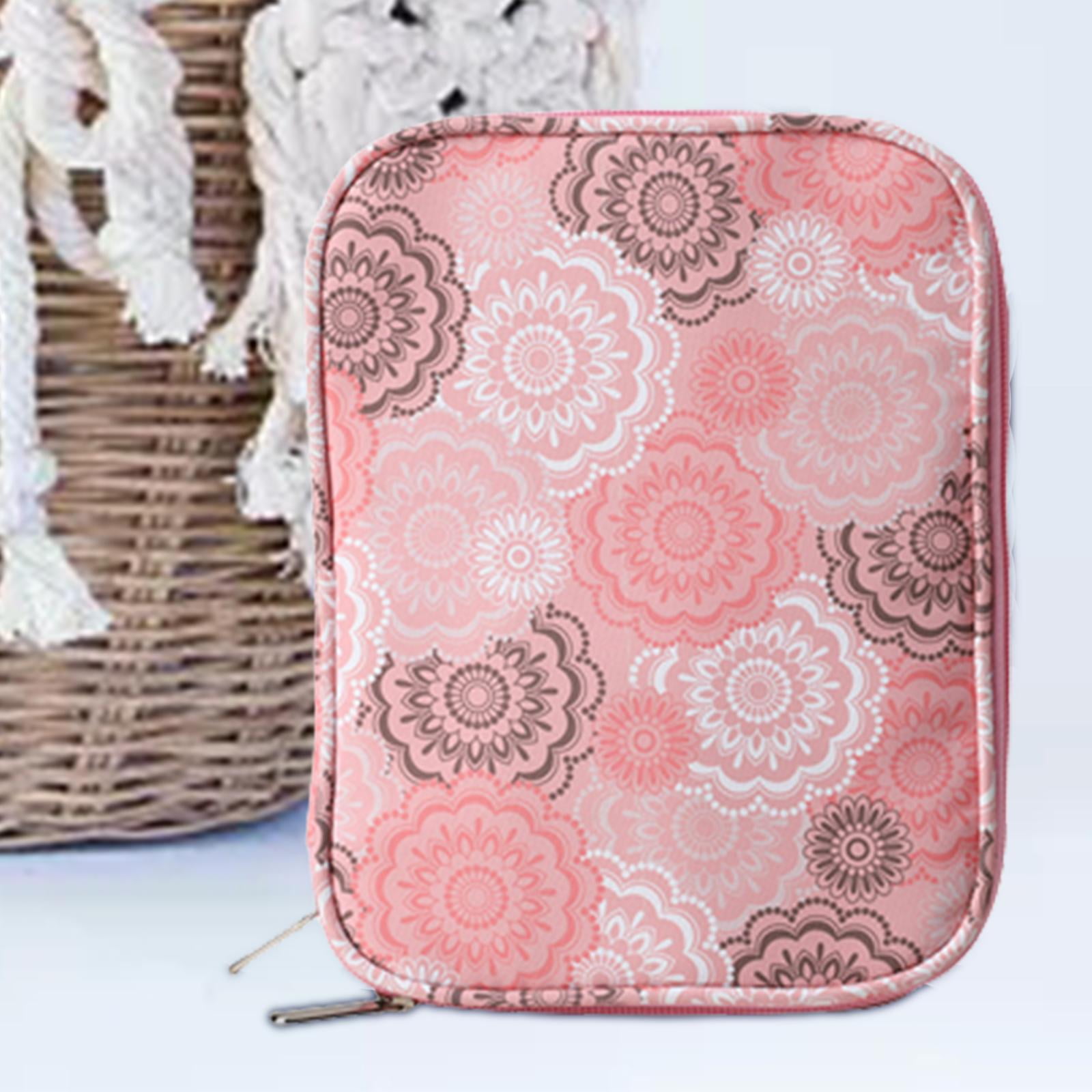 Knitting Storage Bag Crochet Hook Case 600D Oxford Cloth Empty Sewing Bag Portable Pink for Scissors Household Knitting Bag 23x17cm