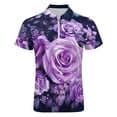 thumbnail image 4 of Purple Rose Flower Men Zipper T-shirt Summer Casual Short Sleeve T-shirt Top, 4 of 7