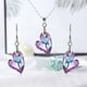 thumbnail image 1 of Elegante conjunto de collar y aretes con colgante de corazón de cristal para mujer, regalo de joyería de moda colorido, cadena de 45 cm, diseño romántico de moda para cualquier ocasión, 1 of 6