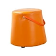 thumbnail image 4 of hengtong Portable Round Ottoman Footstool Pouf Solid Wood Frame with Handle 10.6inch Tall Orange, 4 of 9